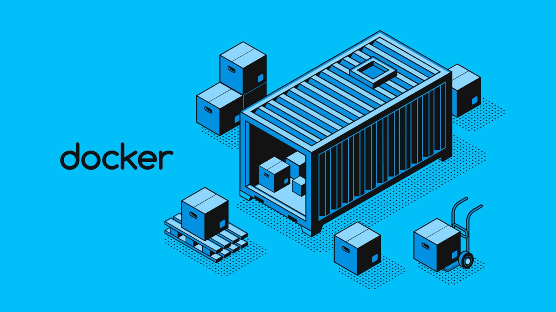 An isometric illustration of a shipping container filled with boxes.