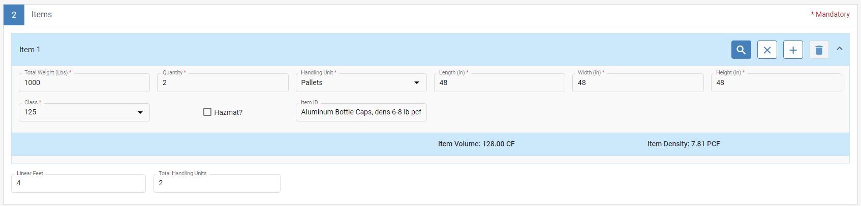 Freight Class Lookup