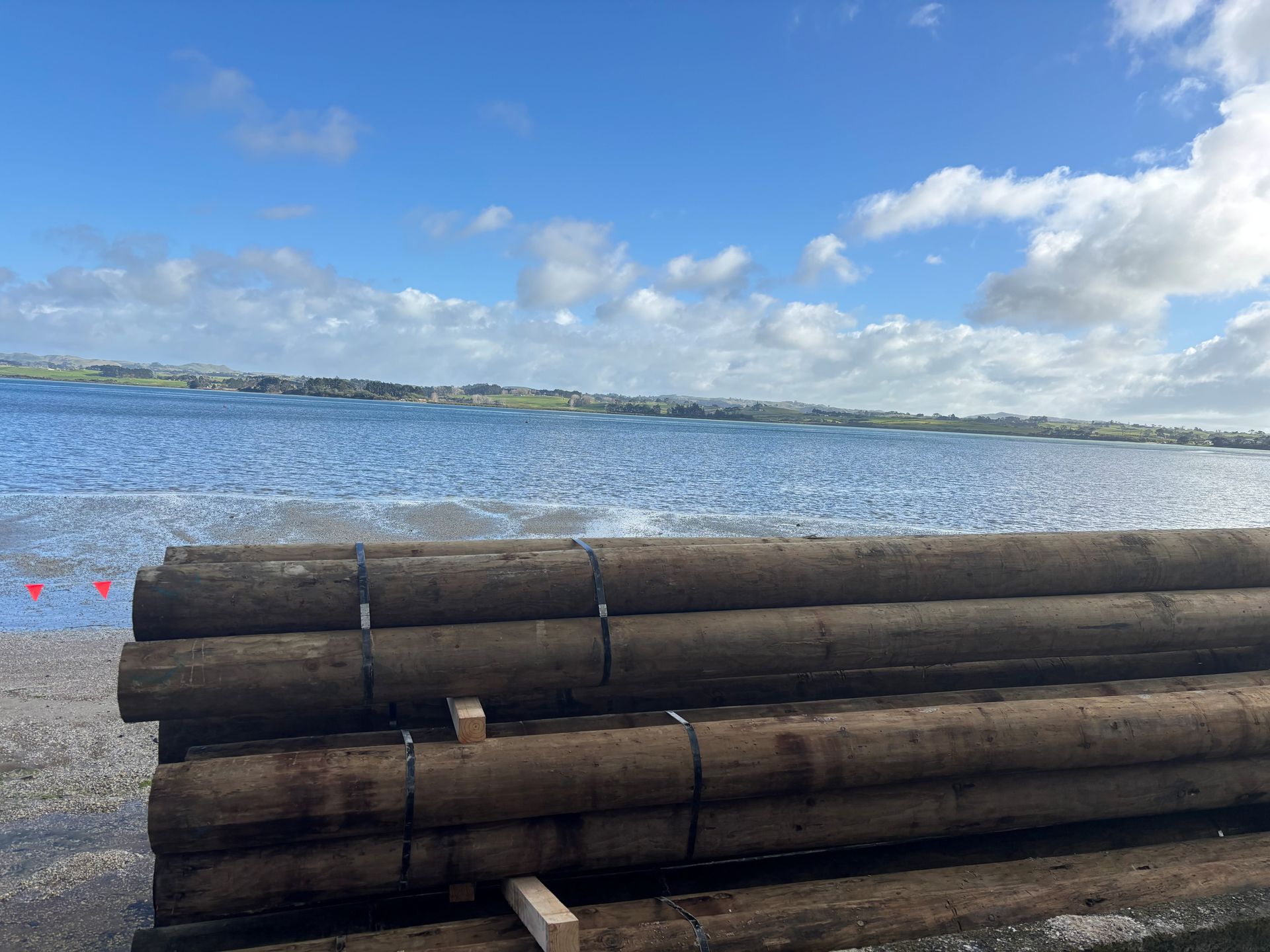 Mitchpine Poles sititng seaside at Glenbrook Seawall