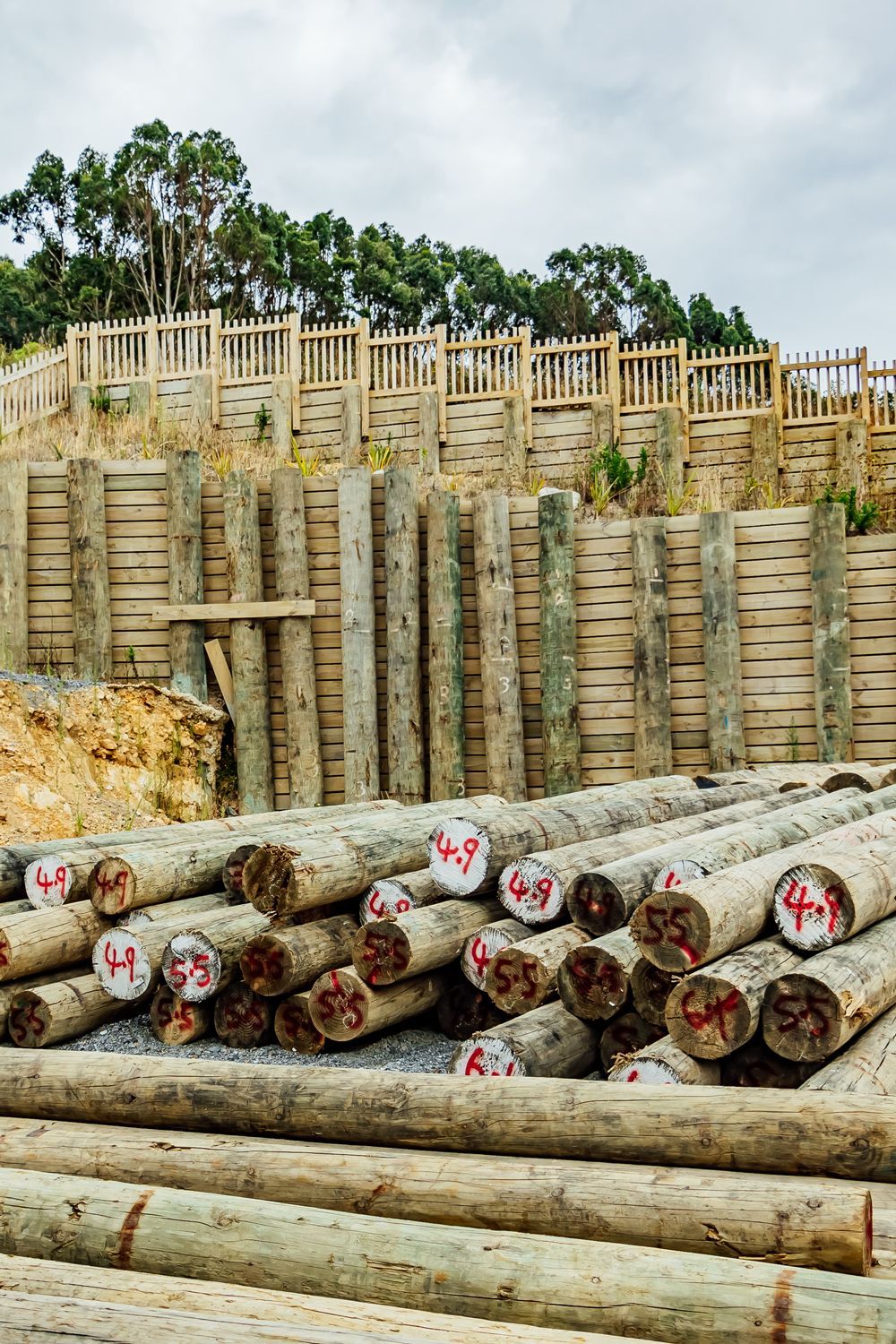 Quality poles used for retaining wall