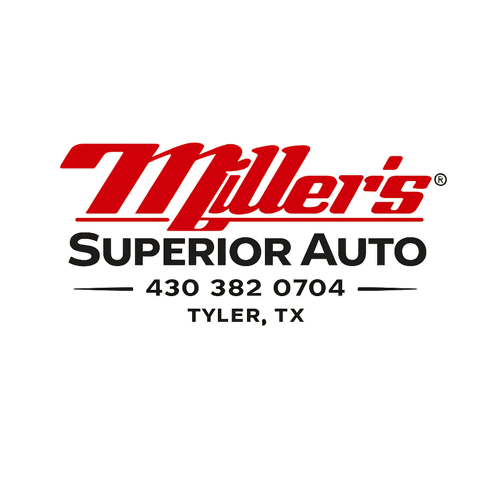 Miller's Superior Auto logo with phone number 430 382 0704 and Tyler, TX