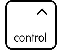 A black and white image of a control key on a keyboard.