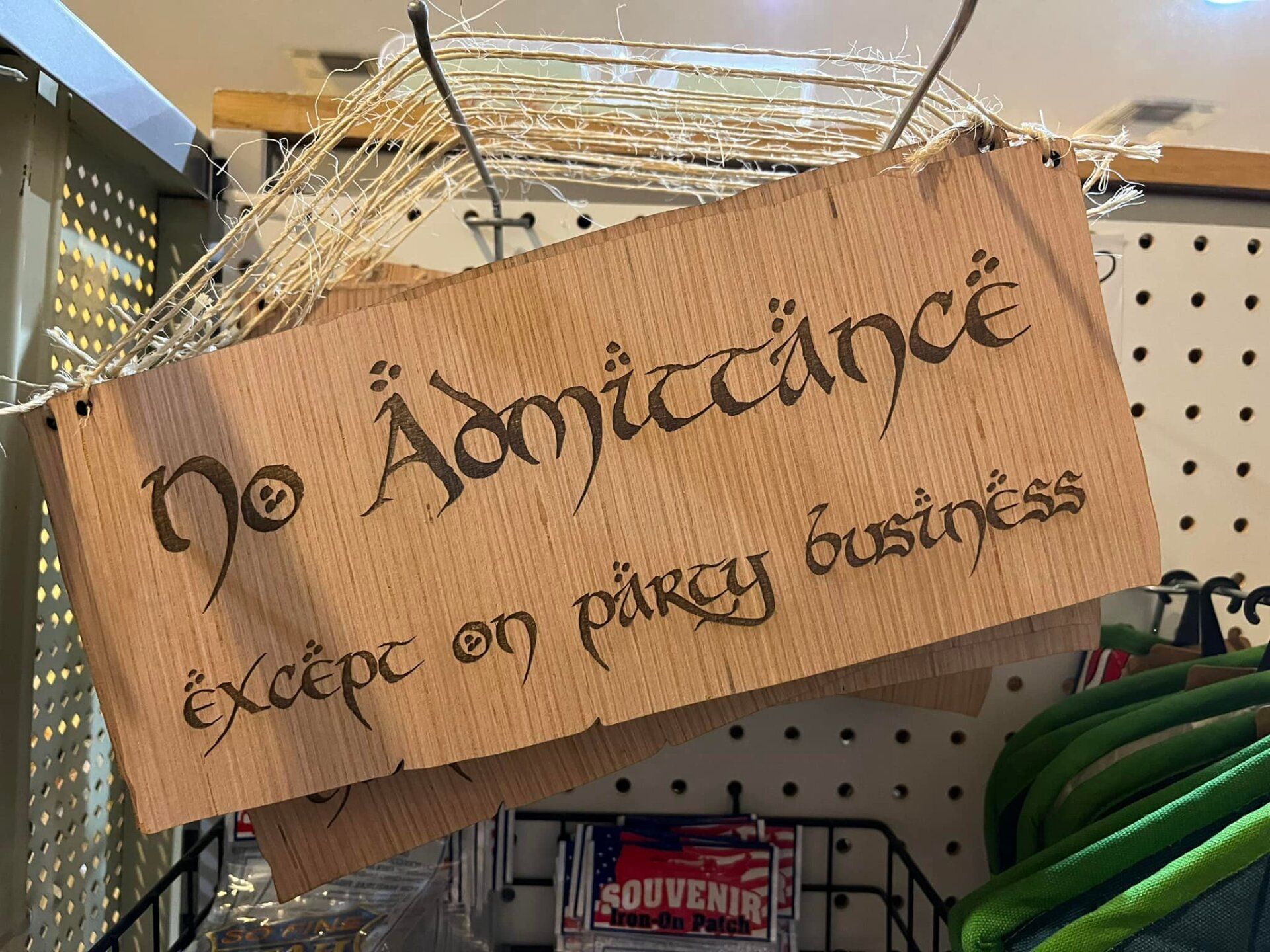 A sign that says no admittance except on party business