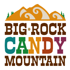 A colorful logo for big rock candy mountain