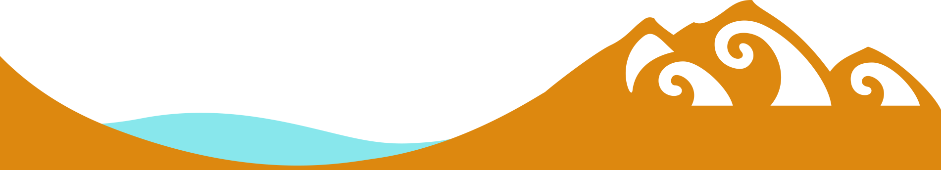 A cartoon illustration of a mountain range with a river running through it.