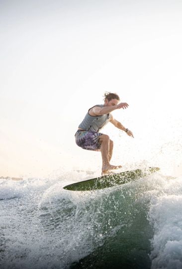 Wakeboarding in Dubai behind a premium boat
