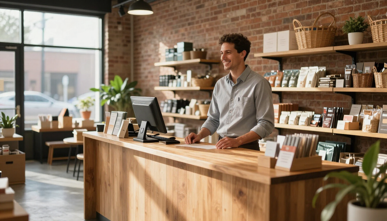 Owner greeting customers