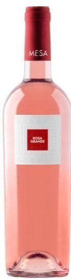 Bottiglia di vino rosato con tappo ed etichetta rossi,