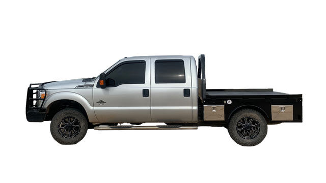 truck flatbed with integrated skirt mounted toolboxes
