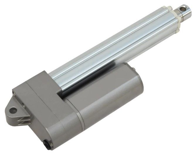 photo of linear actuator on feed dispensing chute
