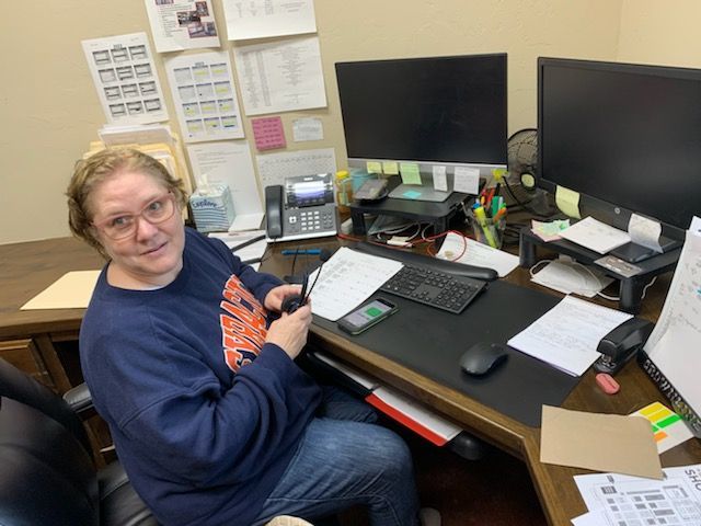 woman working at desk