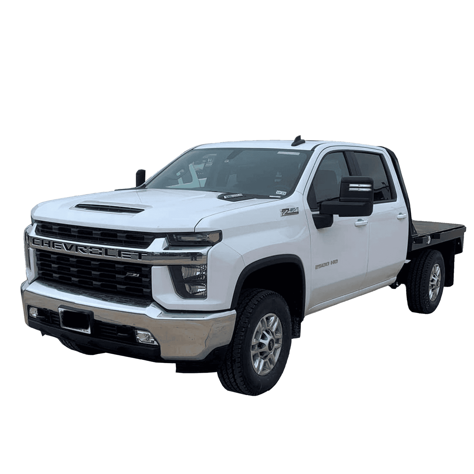Photo of white chevy truck with rub rail flatbed bed