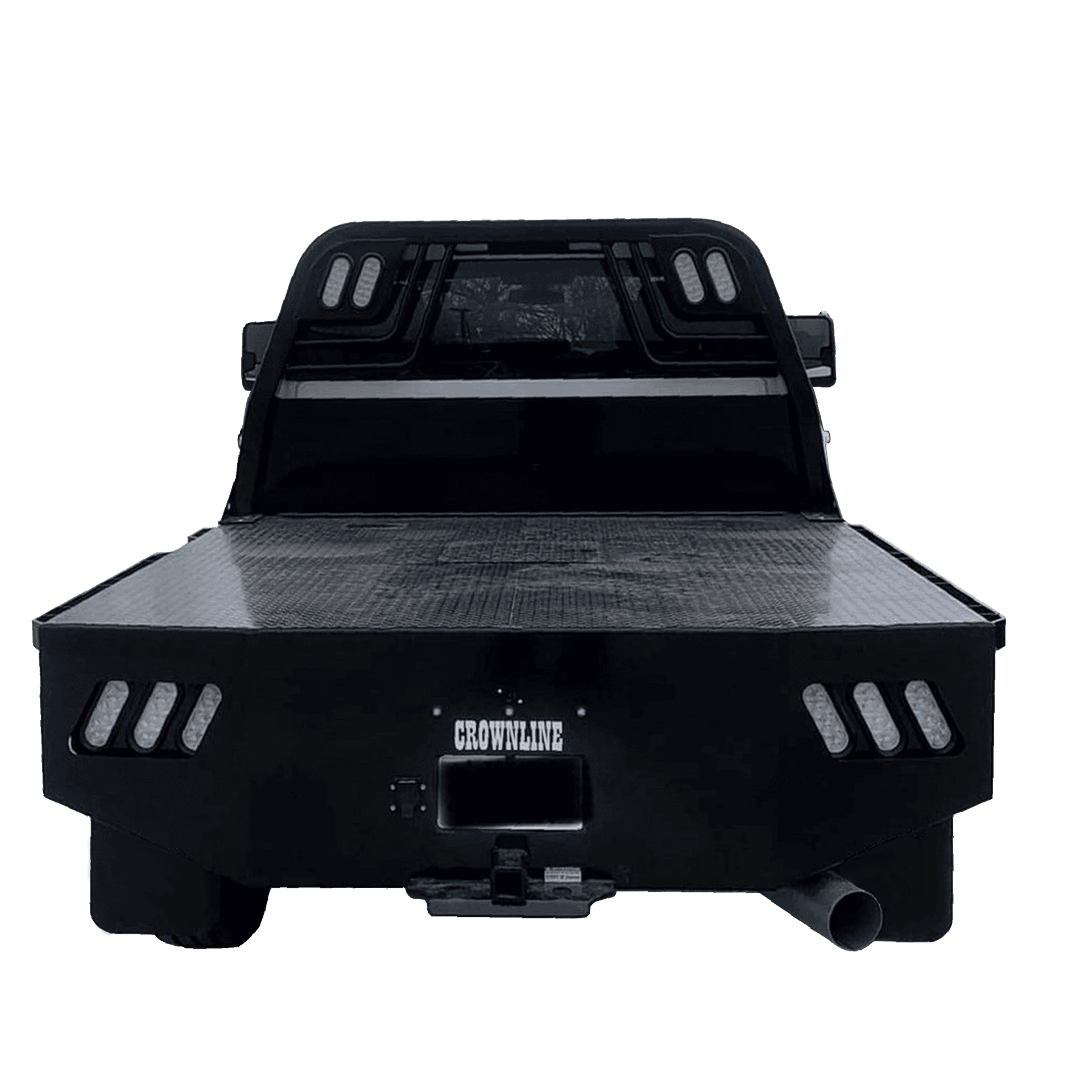 black work truck flatbed rearview image
