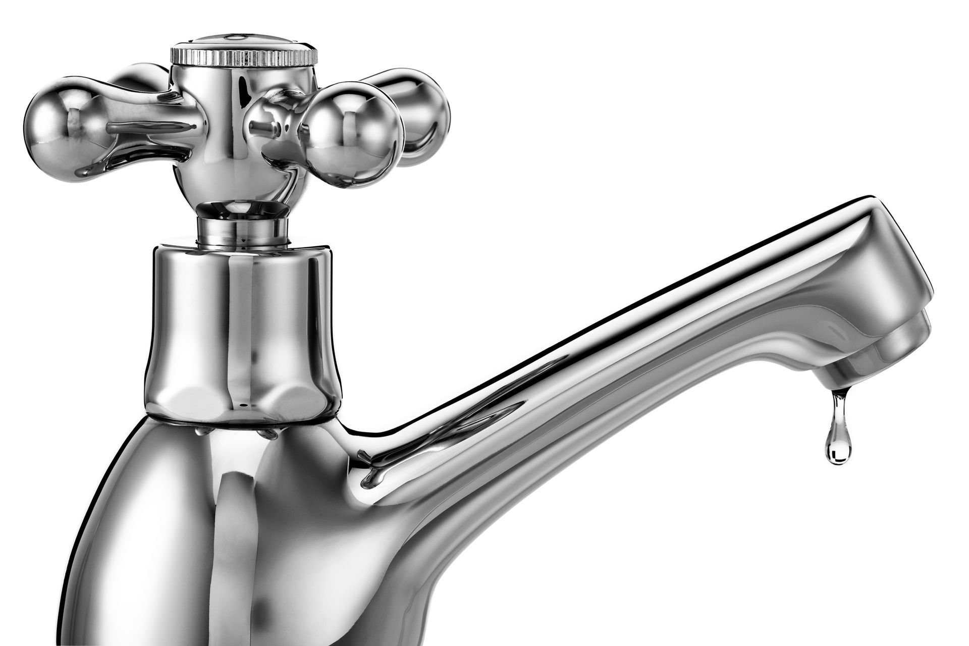 a faucet with a drop of water coming out of it