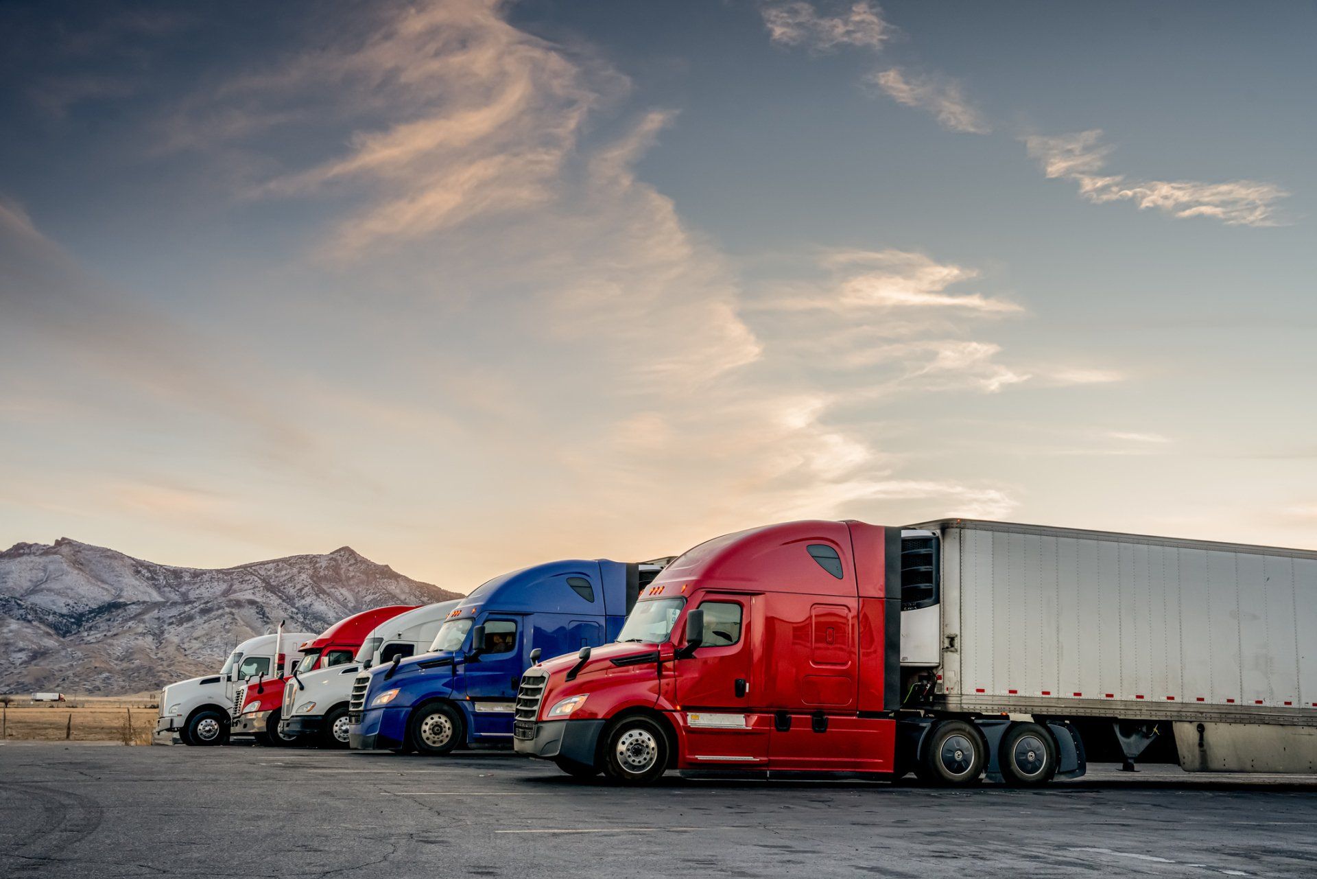 Parked Trucks Lined Up – PortVilla Rica, GA – SFC Intermodal