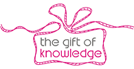 Pink ribbon bow over a box with text