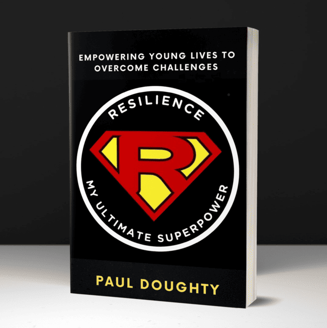 A book titled resilience my ultimate superpower by paul daughty