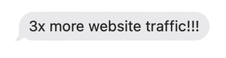 A grey speech bubble containing the black text 