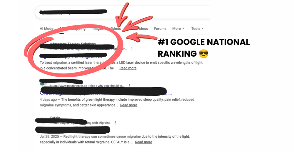 #1 Google national ranking for Advantage Therapy Solutions