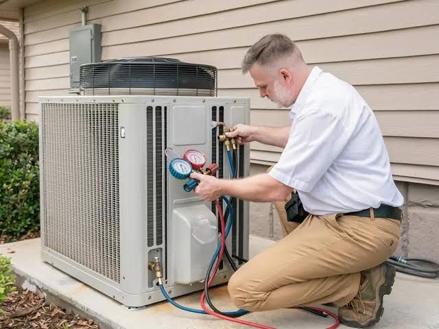 HVAC unit in an attic with insulated ducts and metal venting lines
