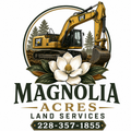 Logo: watercolor white rose above "MAGNOLIA ACRES" and "LAND SERVICES" in dark gray.