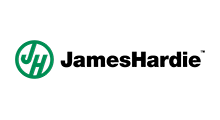 The james hardie logo is green and black on a white background.