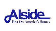 The alside logo is blue and white and says `` first on america 's homes ''.