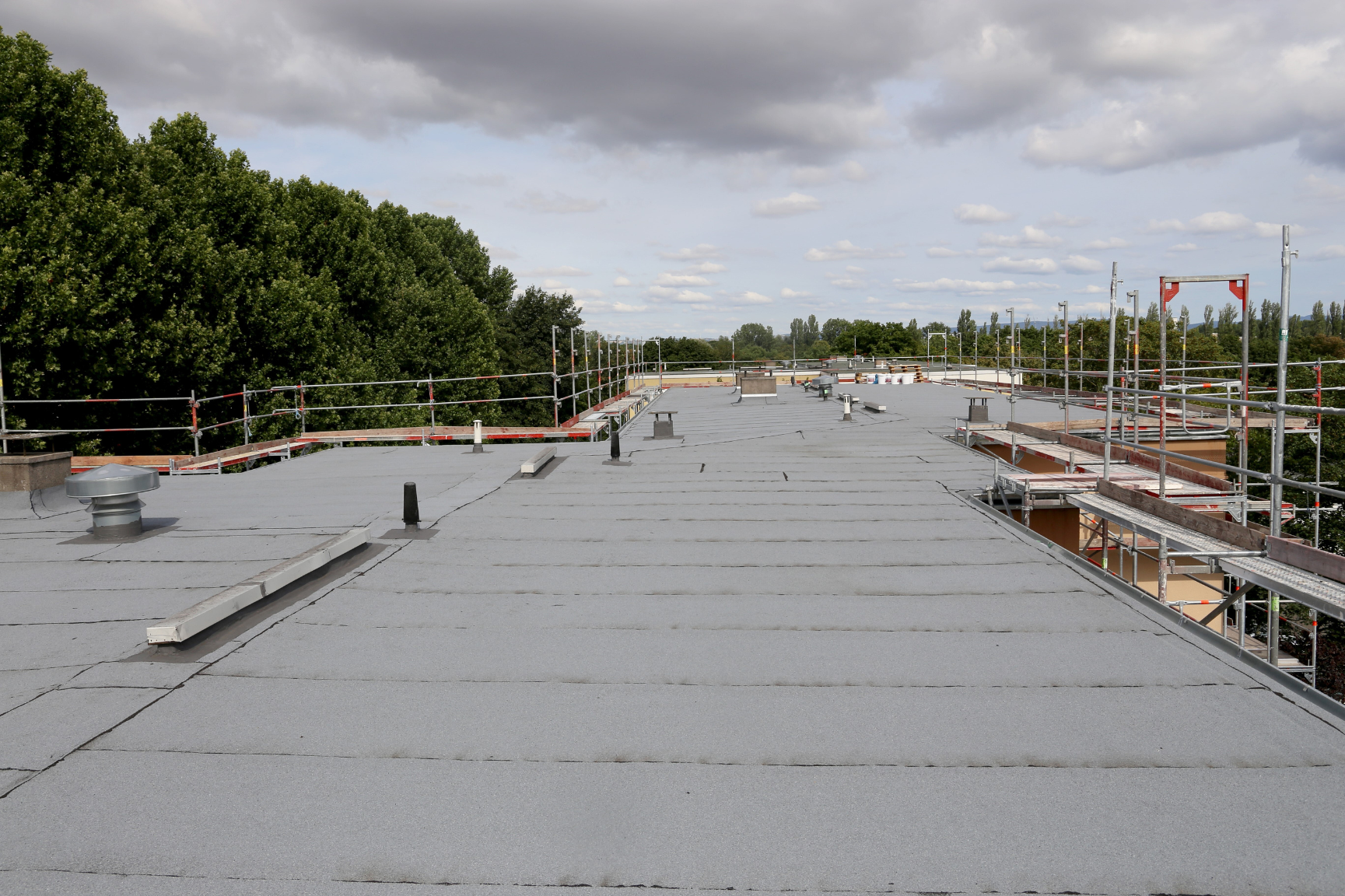 on top large commercial flat roof