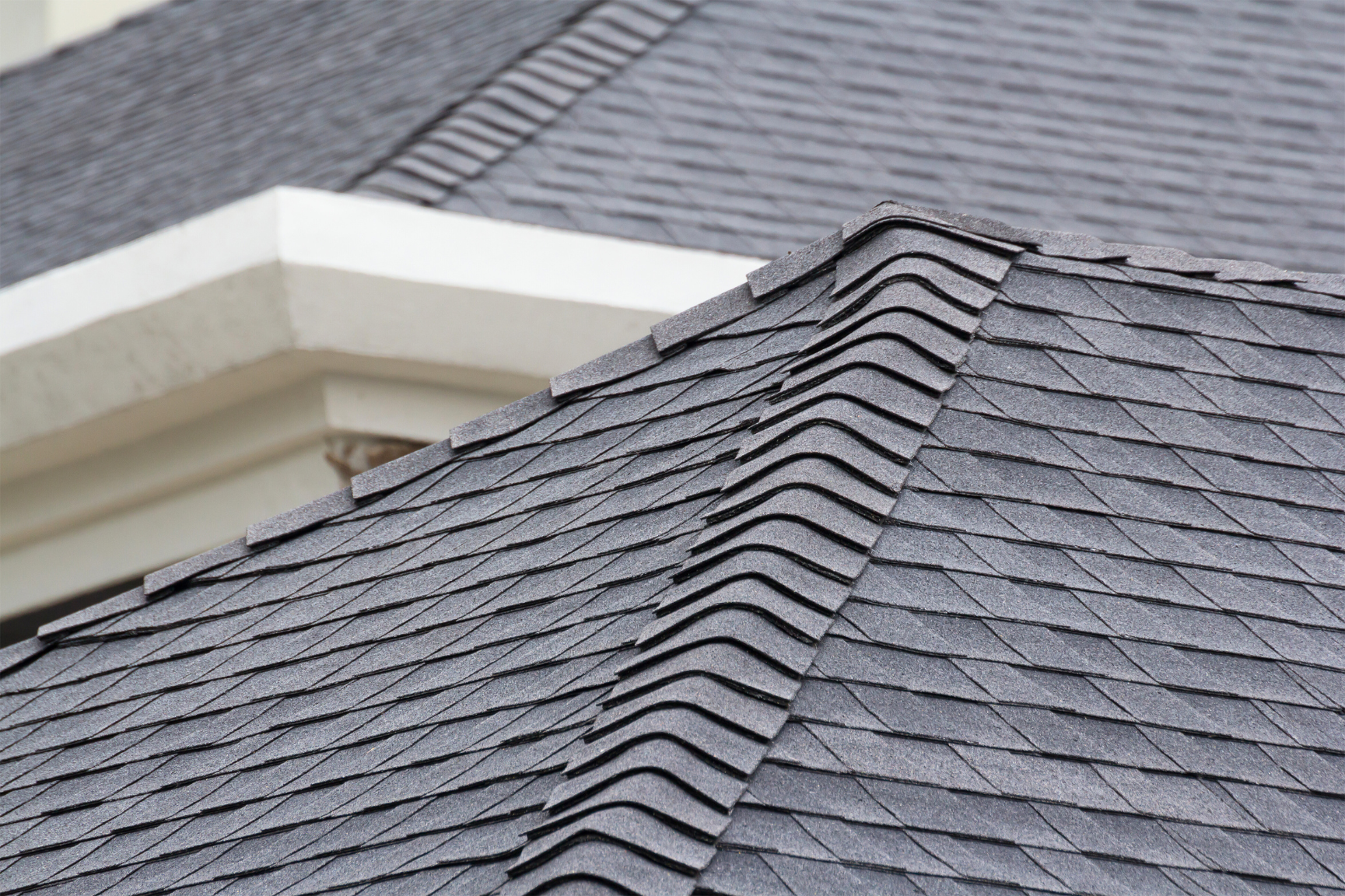 up close of grey roof shingles