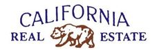 A logo for california real estate with a bear on it