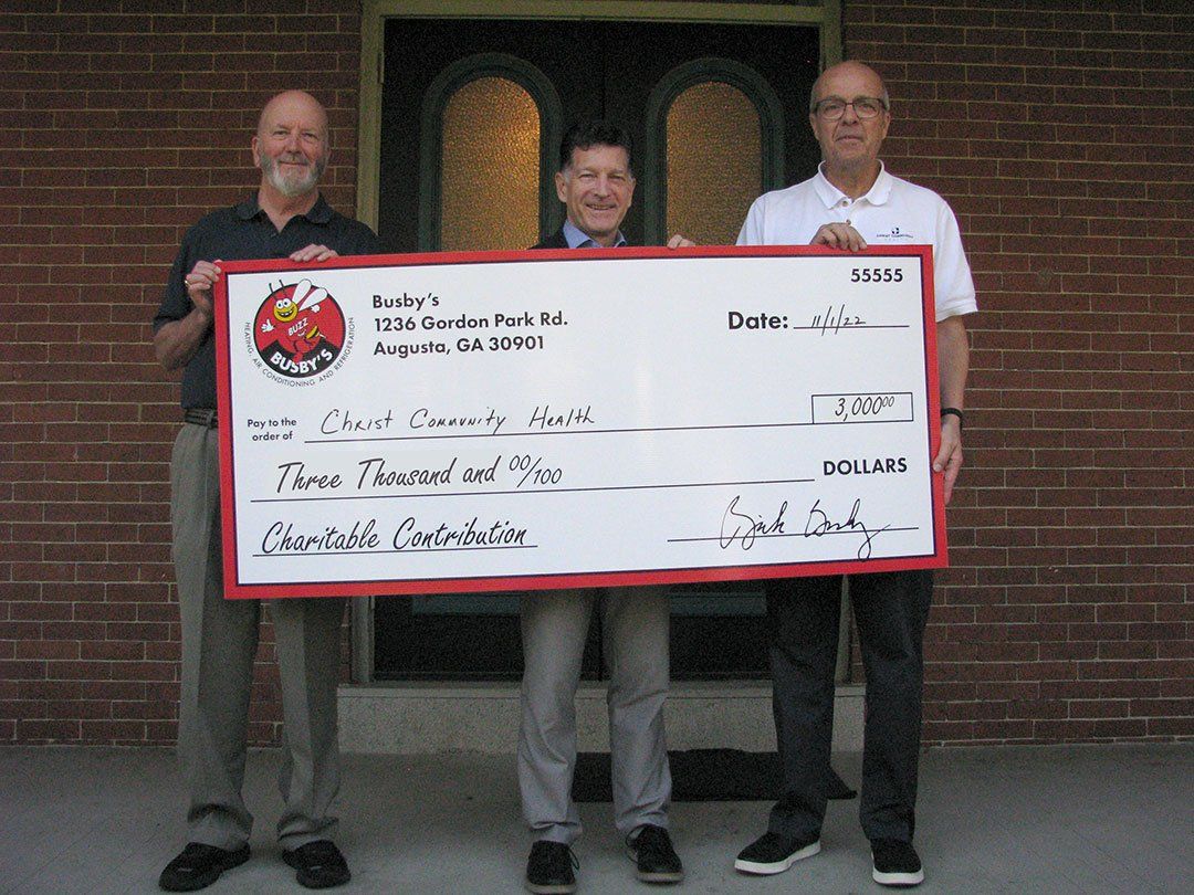 Busby's Cares Community Contribution Check