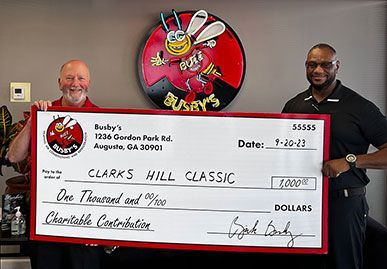 Busby's Donation Check