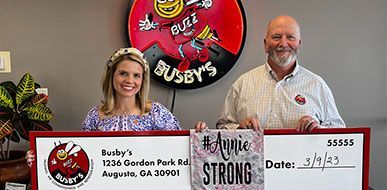 Busby's Donation Check