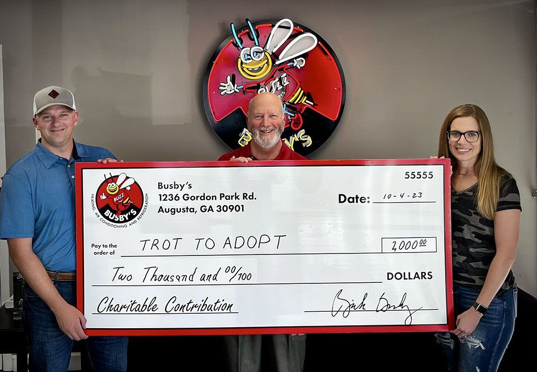 Busby's Donation Check