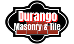 Durango Masonry & Tile logo in red and white on a black badge