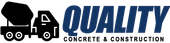The logo for Quality Concrete and Construction shows a concrete mixer truck. The logo for Quality Concrete and Construction shows a concrete mixer truck.