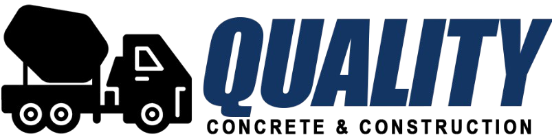 The logo for Quality Concrete and Construction shows a concrete mixer truck. The logo for Quality Concrete and Construction shows a concrete mixer truck.