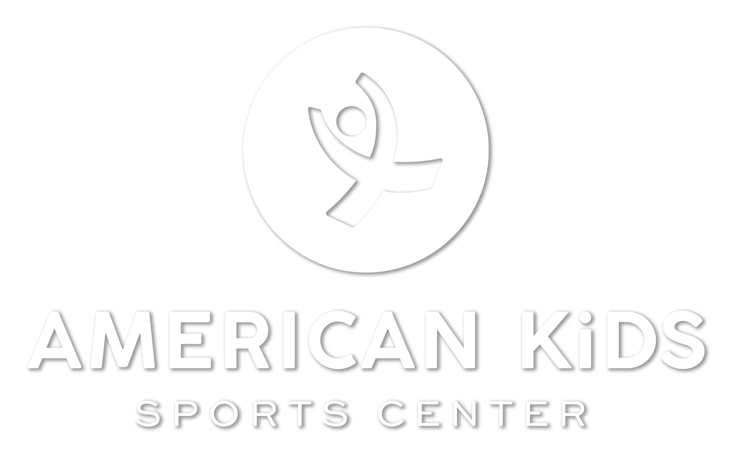 American Kids Sports Center Logo & Tumble Guy - White