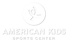 American Kids Sports Center Logo & Tumble Guy - White
