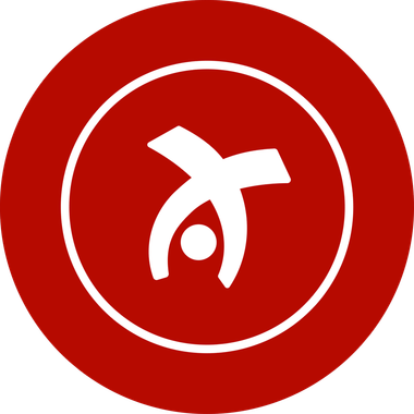 A red circle with a white symbol inside of it