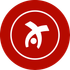 A red circle with a white symbol inside of it