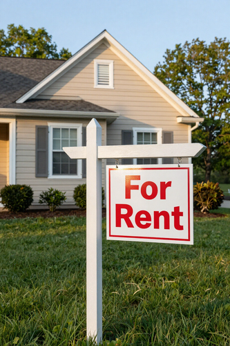 For Rent sign in front of a tidy Central Illinois home