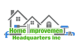 Logo for Home Improvement Headquarters Inc with stylized gray houses and green text
