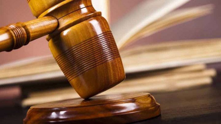 Justice concept wooden gavel at court