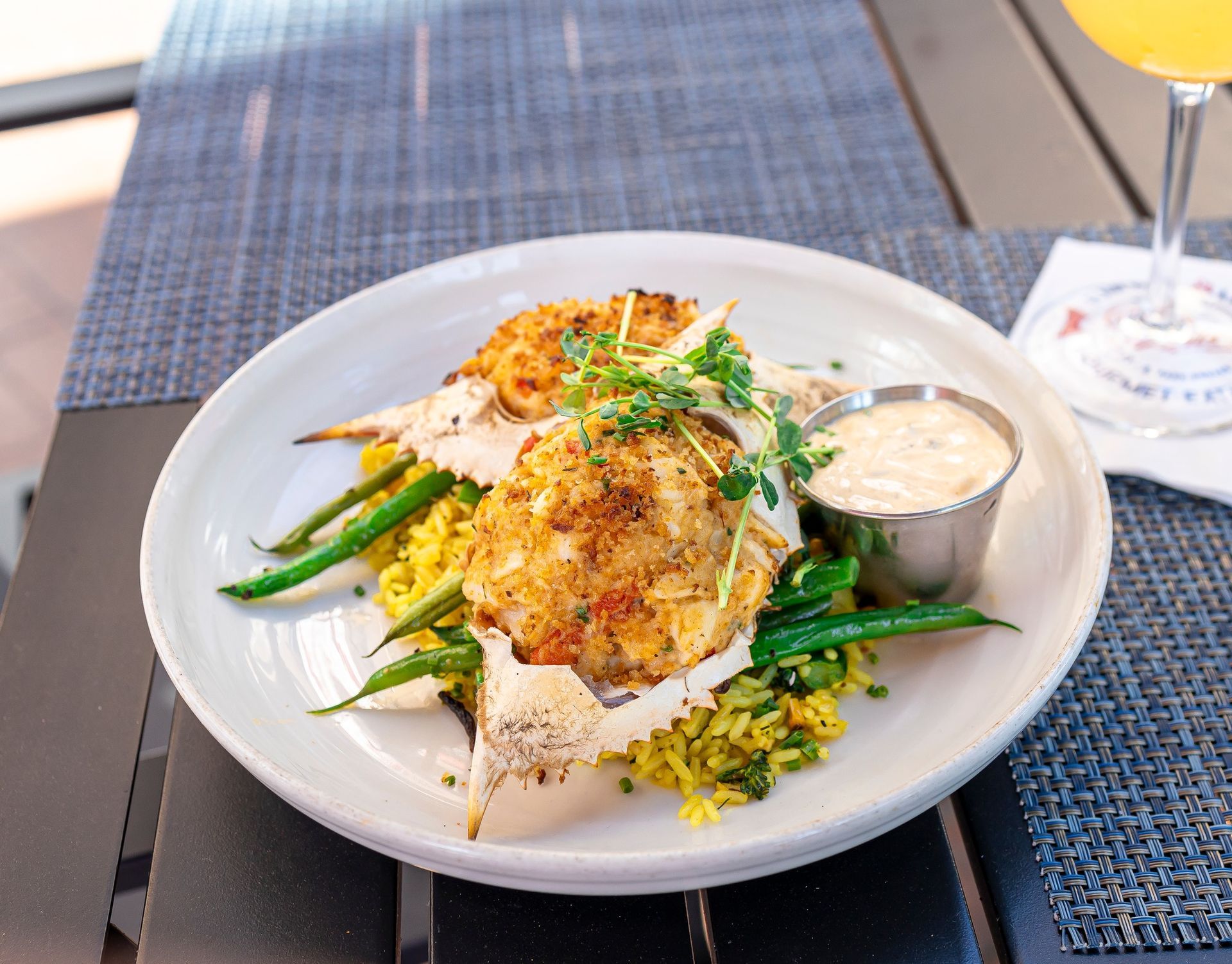 Crab Cakes on Rice bed Crab Cakes on Rice bed