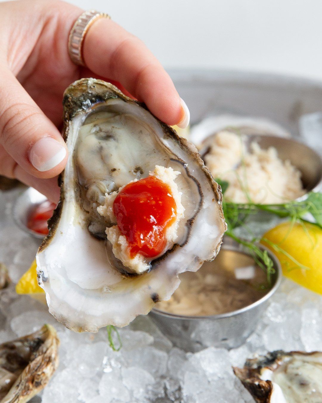 oyster with sauce
