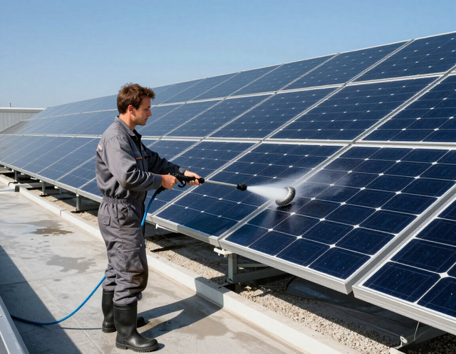 Pulizia professionale pannelli fotovoltaici su tetto piano