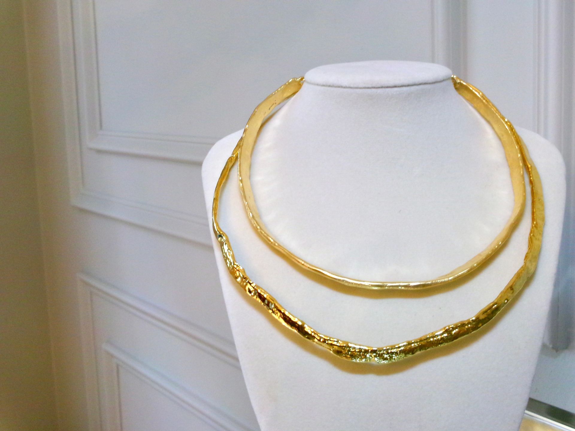 Orange Strip Necklace -Gold