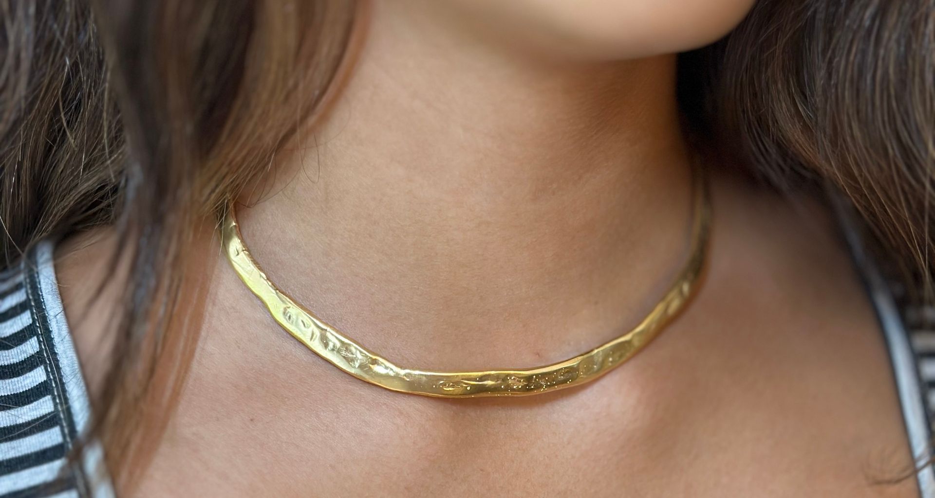 Orange Strip Necklace -Gold