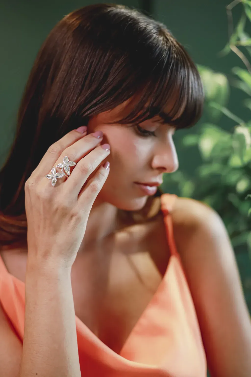 Double Jasmine Ring -Silver
